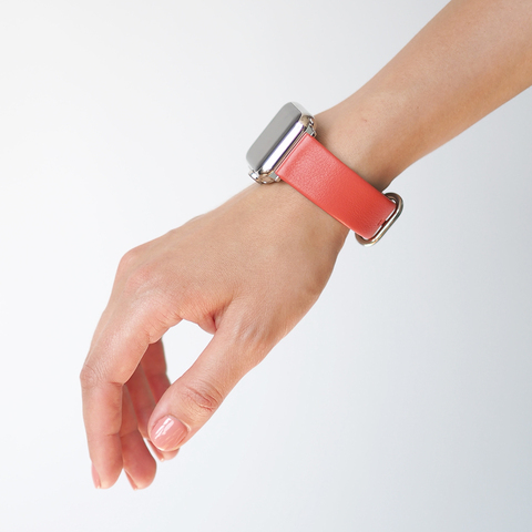 Ремешок для Apple Watch 40/41/42 mm из кожи теленка, кораллового цвета