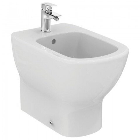 Ideal Standard T456901 TESI Напольное пристенное биде, с отверстием под смеситель, с отверстием перелива, с крепежом