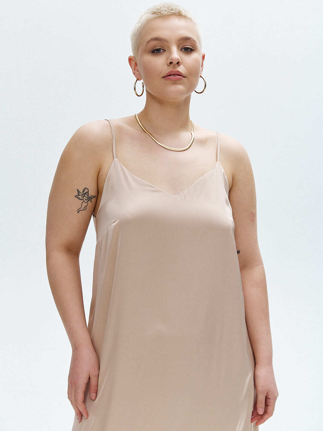 Платье-комбинация двухслойное, золотой песок