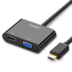 Конвертер UGREEN CM101 HDMI to VGA + HDMI Converter, черный