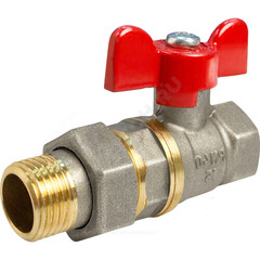 Кран шаровой латунь никель 11Б27фт1М Ду 15 Ру40 ВР/"американка" полнопроходной бабочка VALFEX VF.227.NB1.012