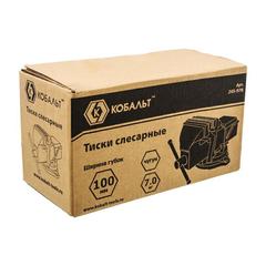 Тиски слесарные поворотные КОБАЛЬТ ширина губок 100 мм, захват 100 мм, 7 кг, наковальня (245-978)