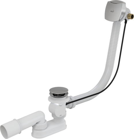 Сифон для ванны с напуском воды через перелив,  пластик хромированный, арт.A564CRM1-120 AlcaPlast