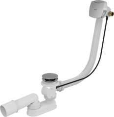 Сифон для ванны с напуском воды через перелив,  пластик хромированный, арт.A564CRM1-120 AlcaPlast фото