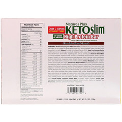 Nature's Plus, KETOslim, High Protein Bar, Chocolate Almond Crunch, 12 Bars, 2.1 oz (60 g) Each