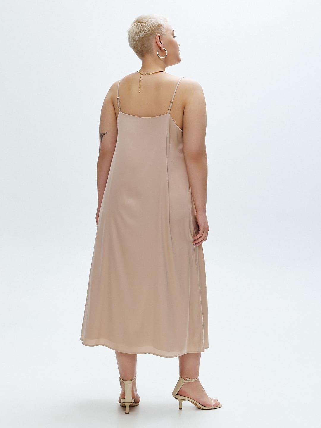 Платье-комбинация двухслойное, золотой песок