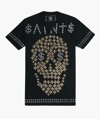 The Saints Sinphony | Футболка мужская SAINTS SKULL BLACK AND GOLD TS3312 перед