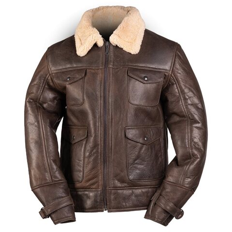 MIL TEC Leather jacket US NAVY A4 SHEEPSKIN BROWN