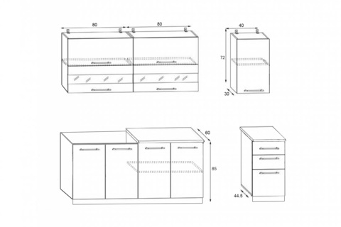 Кухня Техно-4 2.0 м белый глянец / дерево