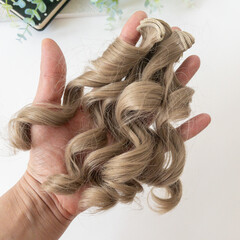 Волосы для кукол, трессы кудри-локоны, пепельный беж, 15 см*1 метр, набор 2 шт.