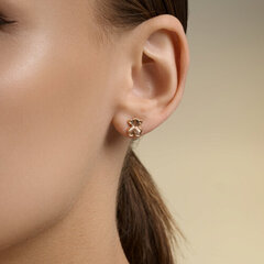 Серьги-пусеты МИШКИ из золота 585 пробы с алмазными гранями (гильоше)