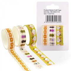 
          Декоративная клейкая лента Alingar 1,5 см х 2 м, 3шт, "Лапки котика", асcорти, европодвес