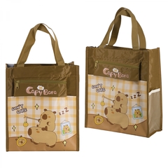 Пенал - сумка Alingar, ткань/ПВХ, молния, 2 боковых кармана, 2 кармана-сетка, ручки, 310 х 260 х 100 мм, "CAPYBARA", капибара, коричневый