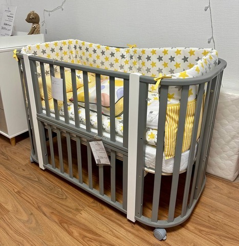 Кроватка детская INCANTO Nuvola LUX цвет графит стойки белые