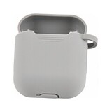 Силиконовый чехол с карабином ультратонкий для AirPods 1, 2 Silicon Case (Серый)