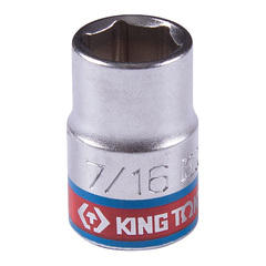 KING TONY (333514S) Головка торцевая стандартная шестигранная 3/8", дюймовая 7/16"