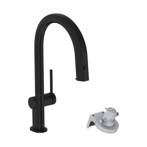 Hansgrohe Aqittura M91 76803670 Смеситель для кухни высокий с выдвижным изливом, с фильтрацией (черный матовый)