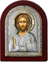 Серебряная икона Иисус Христос Спаситель (прозрачный лак, повышенное качество!)