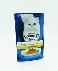 Gourmet Перл пауч для взрослых кошек кусочки в подливке (курица) 85 г