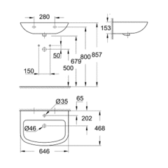 Раковина 65 Подвесная Grohe Bau Ceramic 39420000