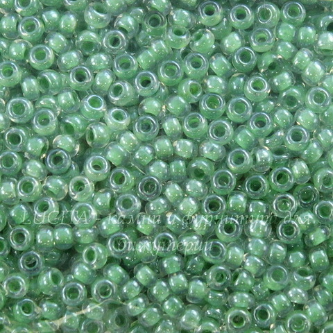 38657 Бисер 10/0 Preciosa Кристалл блестящий с мятно-зеленым центром