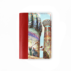 Обложка на паспорт комбинированная "Самарканд", красная