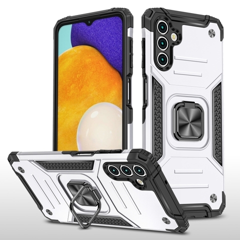 Противоударный чехол Strong Armour Case с кольцом для Samsung Galaxy A13 5G (Серебро)