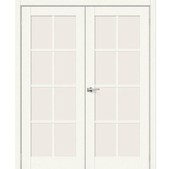 Купить Двустворчатая дверь экошпон Прима-11.1 white wood остеклённая