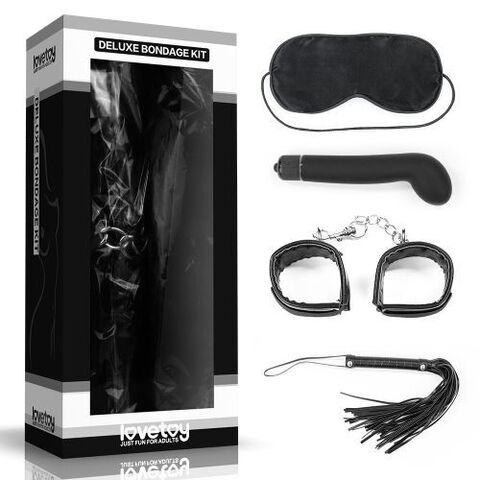 БДСМ-набор Deluxe Bondage Kit: маска, вибратор, наручники, плётка - Lovetoy SM1009