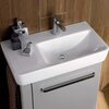 Раковина Geberit Renova Plan с полкой асимметрический: B=75см, T=48см, Отверстие под смеситель=По центру, Перелив=Без, Полочное пространство=Левая, Белый