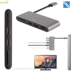 Переходник Moshi USB-C to Dual USB, HDMI, SD ридер Multimedia Adapter темно-серый