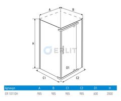 ДУШЕВОЙ УГОЛОК ERLIT ER10110H-C1 1000x1000x2000