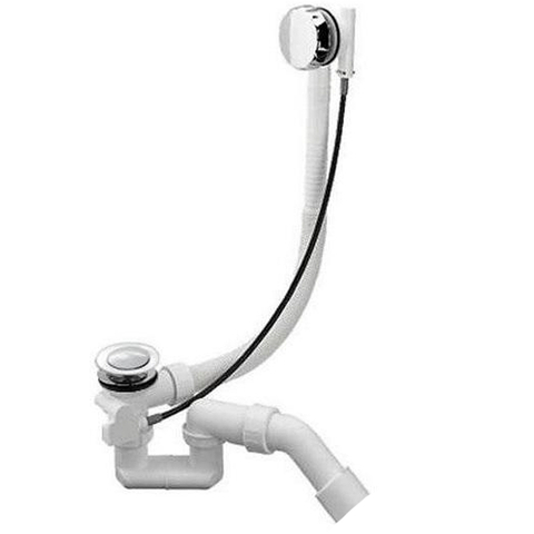 Aquatek ST-0000010 Слив-перелив п/автомат WIRQUIN для ванны с внешним кабелем L=700 мм регулируем.сифоном, вентиль и клапан латунь, с гофротрубой, хром
