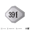 Номерок на дверь квартиры 391, для кабинета, офиса, шильдик 9 х 7 см, брашированная сталь, Айдентика Технолоджи