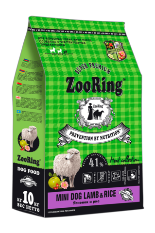 ZOORING DOG MINI LAMB & RICE для взрослых собак маленьких пород с чувствительным пищеварением с ягненком и рисом 10 кг