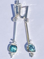 Акамарин 500 (серьги из серебра)