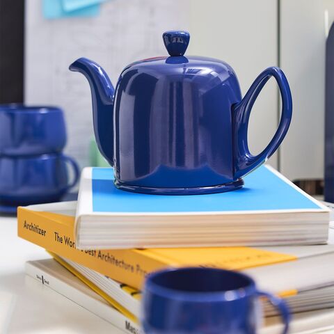 Фарфоровый заварочный чайник на 6 чашки с синий крышкой, синий, артикул 242324