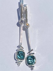 Акамарин 500 (серьги из серебра)