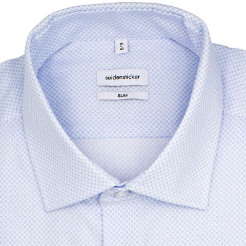 Сорочка Seidensticker Slim Fit 01.645385-10 с голубым принтом, удлиненный рукав