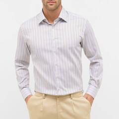 Сорочка мужская Eterna Modern Fit 1088-X171-27 серая в бежевую полоску