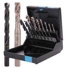 Набор метчиков машинных M3 -M12 HSSE DIN371/376 (Винт., C/2-3P, R39, + сверла) 14пр Volkel 47866