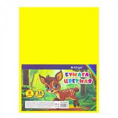 
          Бумага цветная Alingar, А4, немелованная, двухсторонняя, 16 листов, 8 цветов, пакет с клеевым клапаном