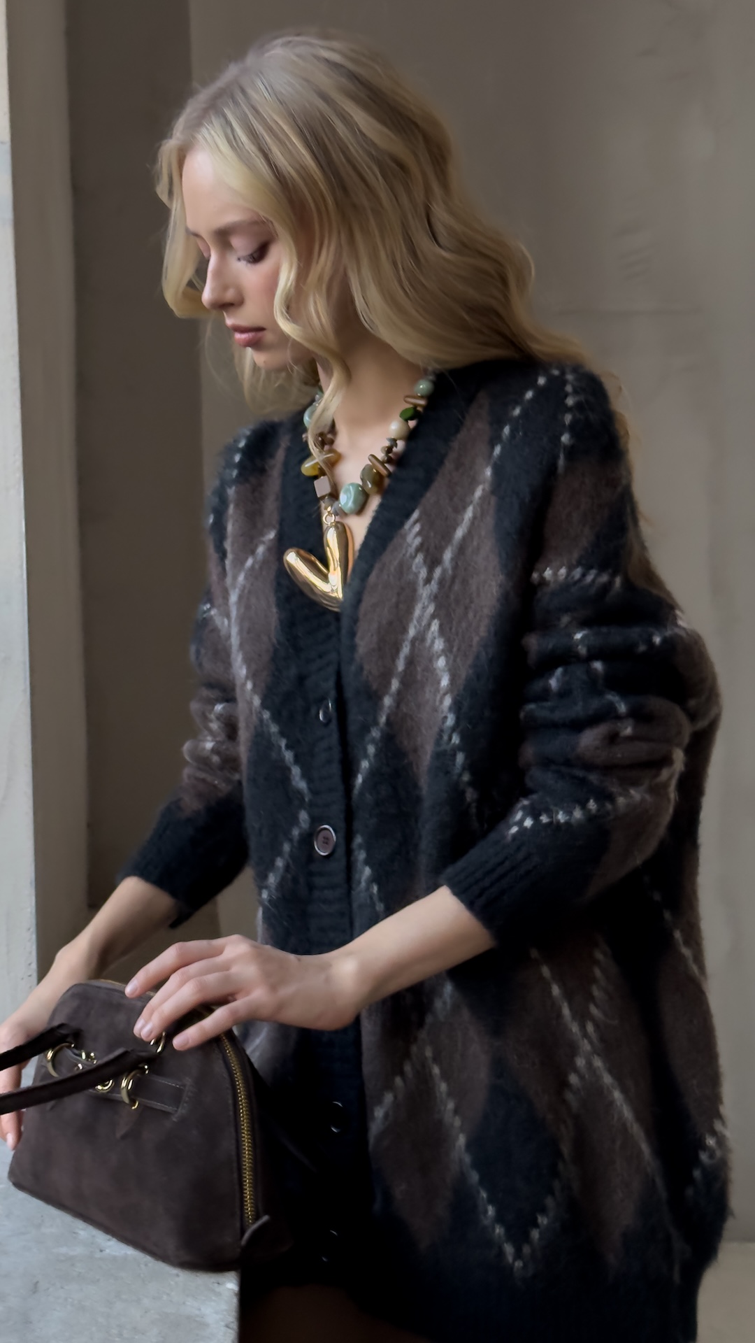 Кардиган с рисунком в виде ромбов PREMIUM QUALITY