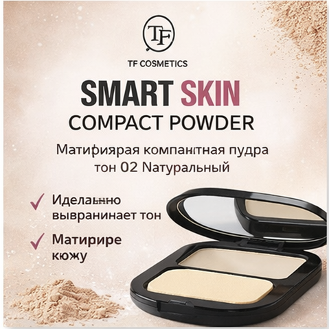 TF Пудра матирующая Smart Skin Compact тон 02 натуральный