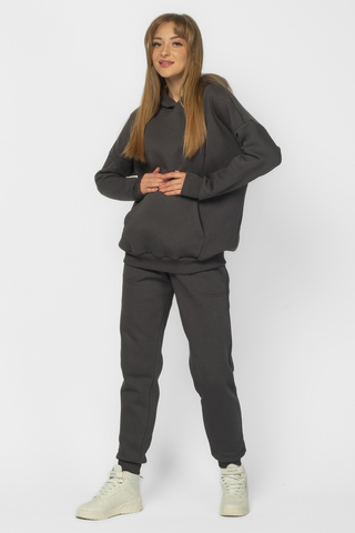 Утепленный спортивный костюм для беременных и кормящих 16025 серый