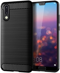 Чехол для Huawei P20 цвет Black (черный), серия Carbon от Caseport