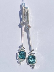 Акамарин 500 (серьги из серебра)