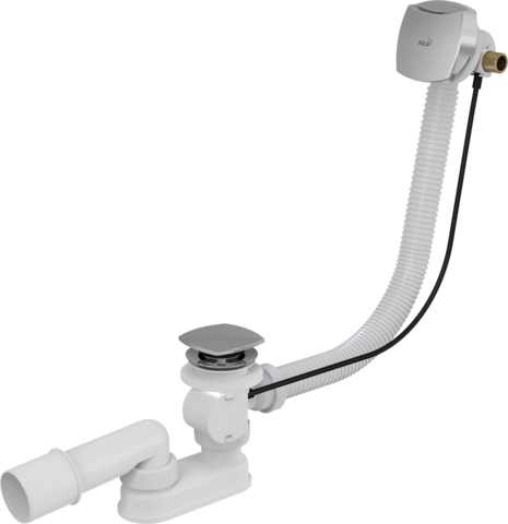 Сифон для ванны с напуском воды через перелив,  пластик хромированный (длина 100 см), арт. A564CRM2- AlcaPlast