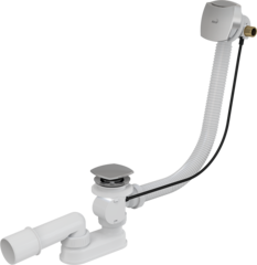 Сифон для ванны с напуском воды через перелив,  пластик хромированный (длина 100 см), арт. A564CRM2- AlcaPlast фото