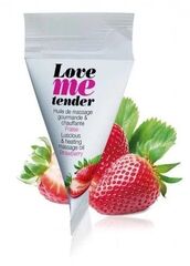 Съедобное согревающее массажное масло Love Me Tender Strawberry с ароматом клубники - 10 мл. - 